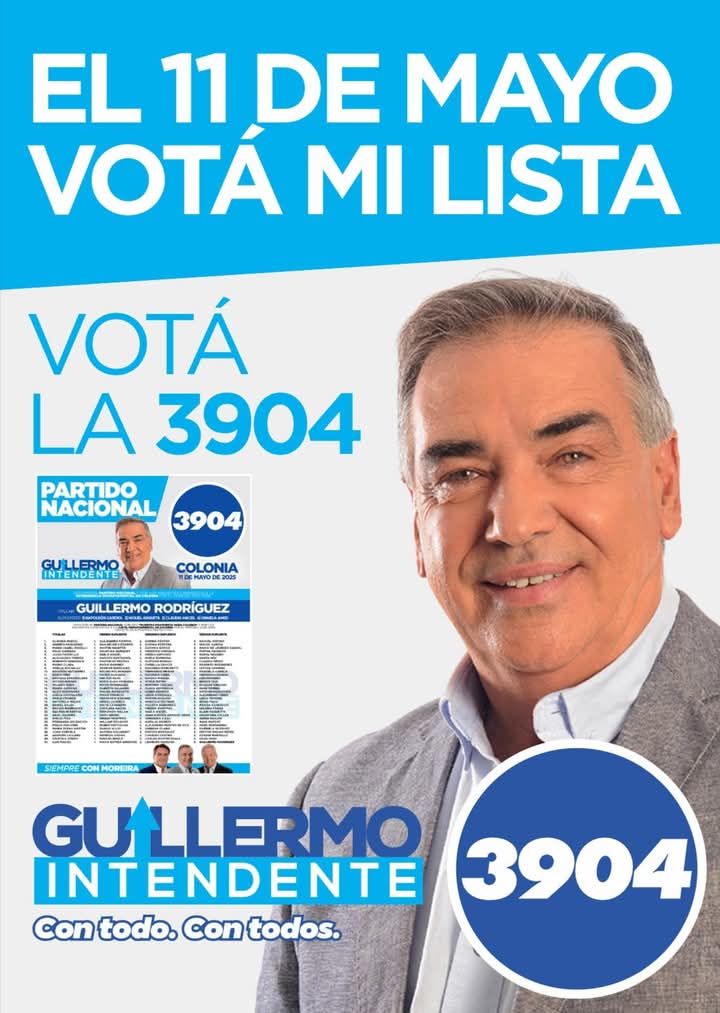 #lista3904 de #GuillermoIntendente.