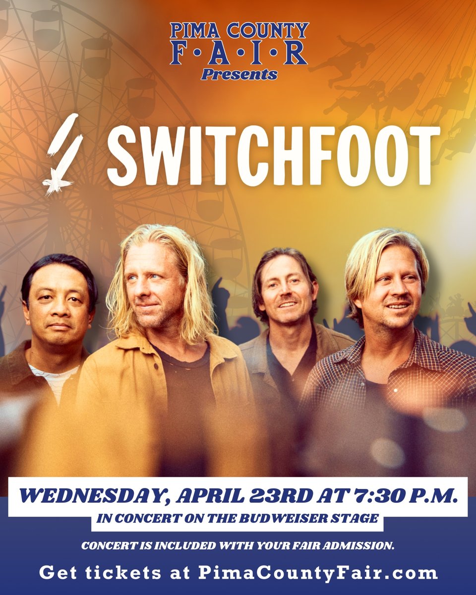 Join us tonight for Switchfoot on the Budweiser Stage starting at 7:30pm! Follow along on our Instagram for a chance to win upgraded VIP tickets to the show.

*Reminder the concert is included with your fair admission.