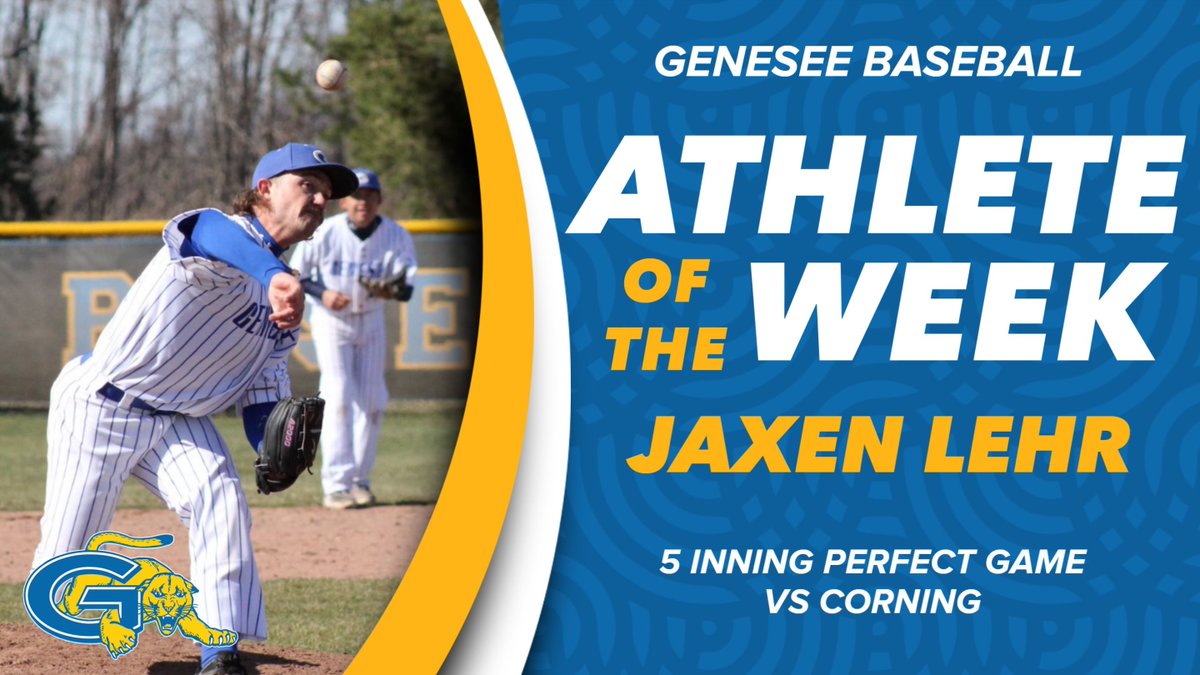 GCCSports's tweet image. AOTW - Congratulations to Jaxen Lehr from Baseball on being selected as this week's Male Athlete of the Week! #CougarPride