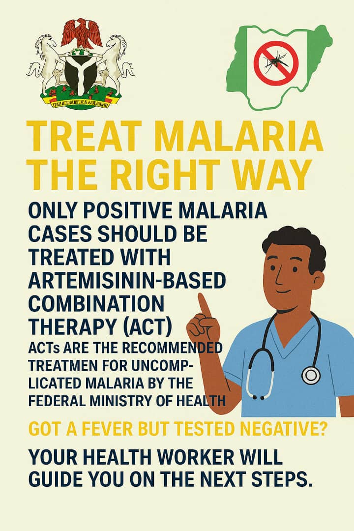 Malaria ends with us and your life is precious. Do not be your own doctor. Confirm if your fever is due to malaria. Get tested and treat with Artemisinin-based combination therapy (ACT if positive for malaria test. 

#ZeroMalariaStartsWithMe
#WMD2025