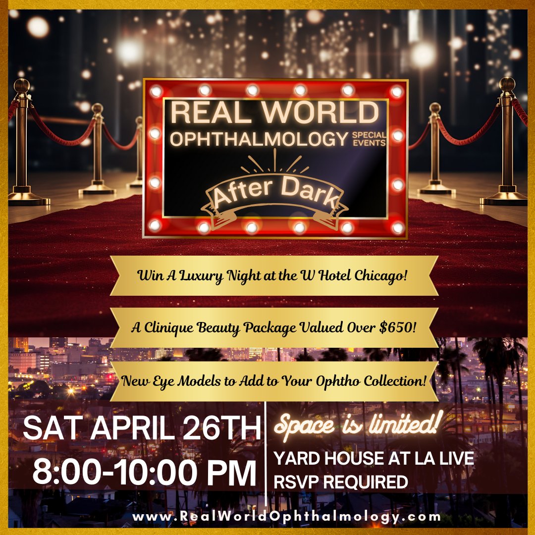 Lights, prizes, &amp; serious ophthalmology glam? YES, please! 🎬💫
Join us for RWO After Dark, a red-carpet night you won’t forget!
What’s up for grabs?
🏨 A luxury night at the W Hotel Chicago
💄 A Clinique Beauty Bundle worth $650+
👁️ New eye models for your ophtho collection