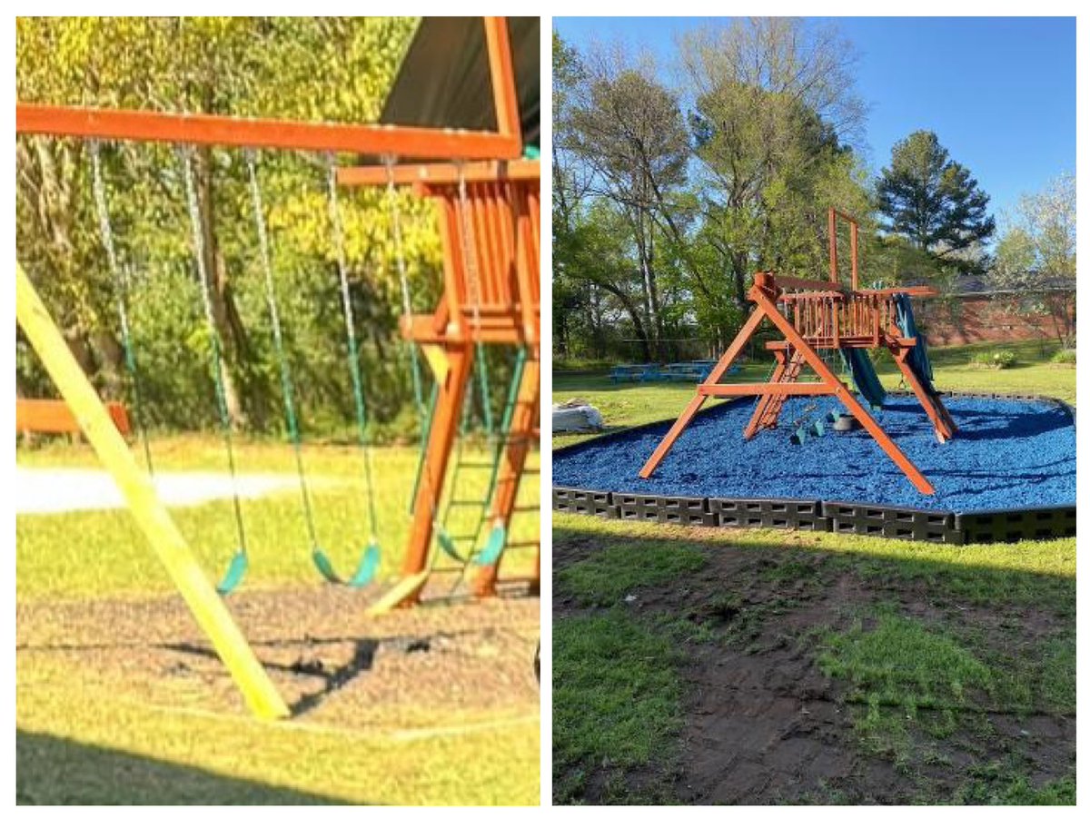 Check Out The Before &amp; After Of The New Blue Mulch Added To Our LOU Boys &amp; Girls Club Playground Equipment! ☀️