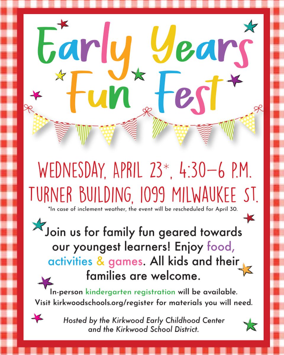It's a beautiful day for our Early Year's Fun Fest! Join us today at 4:30 at the Turner Building.