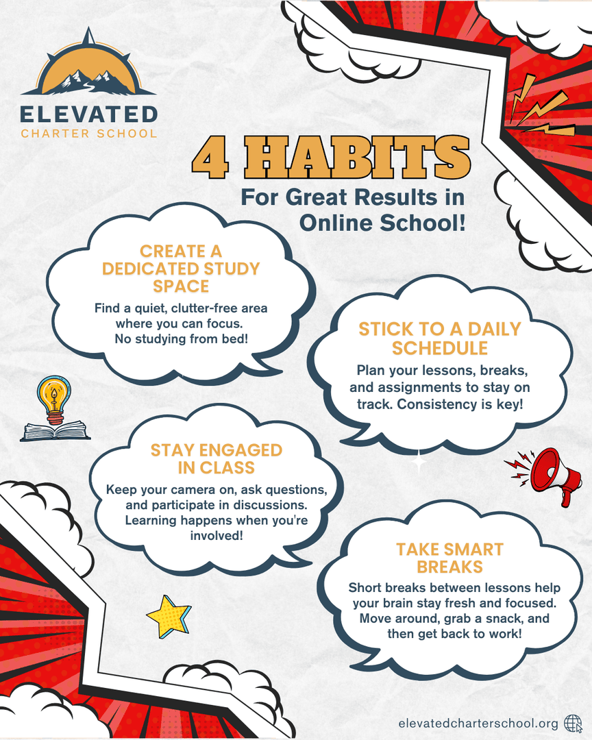 EC_schoolUtah's tweet photo. At Elevated Charter School, we make online learning easy, engaging, and flexible for every student! 🎓

#OnlineSchoolSuccess #StudyHabits #RemoteLearning #VirtualLearningTips #utahstudents #utahteachers #utahfamilies #elevatedcharterschool https://t.co/IdDch7OoAy