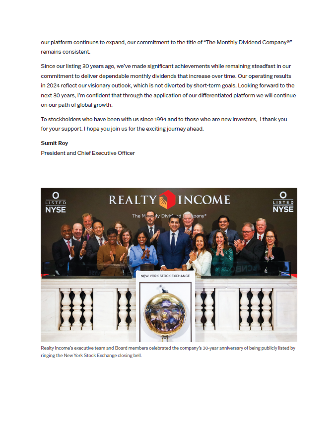 Realty Income’s 2024 Annual Report, “A Differentiated Platform for Global Growth,” highlights the significant competitive advantages the company has created over its 56-year history and continues to leverage today.

Check out the full report: ow.ly/BS9K50Vx3hJ