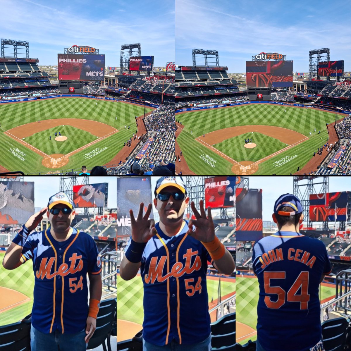 JohnCenaJersey's tweet photo. Looking to make it 7 straight wins. Gorgeous Wednesday Afternoon here at Citi Field. LETS GO METS!

#citifield
#johncenametsfan #metsbaseball #nym #LFGM #41seaverway #johncenajersey #ucantseeme #hustleloyaltyrespect #johncenafarewelltour2025 #nymetsbaseball #JohnCena #LGM https://t.co/aZynNv0d4U