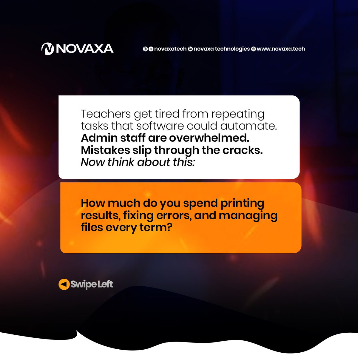 NovaxaTech's tweet photo. You think tech is expensive? Try disorganization. Digital school management saves time, energy, and costly mistakes.

#schoolsinlagos #softwaredevelopmentcompany #hospitalityindustry #schoolsinnigeria https://t.co/yqpl0Ehlxr