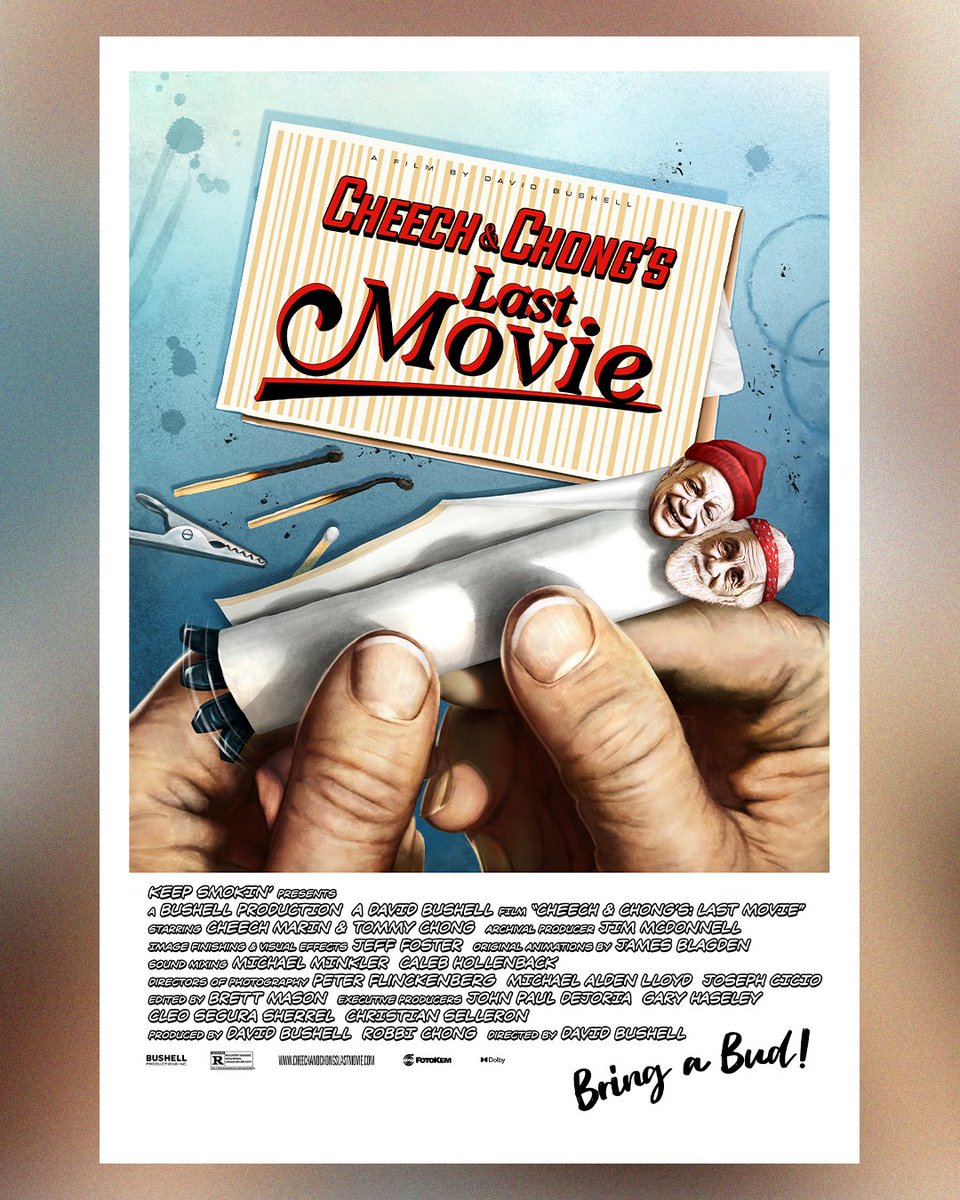 Cinemark's tweet photo. Rolling it back to the classics, check out this exclusive new poster paying homage to ‘Up in Smoke’. @CAndCLastMovie starts this weekend!
🎟️: https://t.co/44JfdzFNWo
@tommychong @cheechandchong
#BringABud #CheechAndChongsLastMovie #FunnyNeverGetsOld #CheechAndChong https://t.co/H3Df6TtrEa