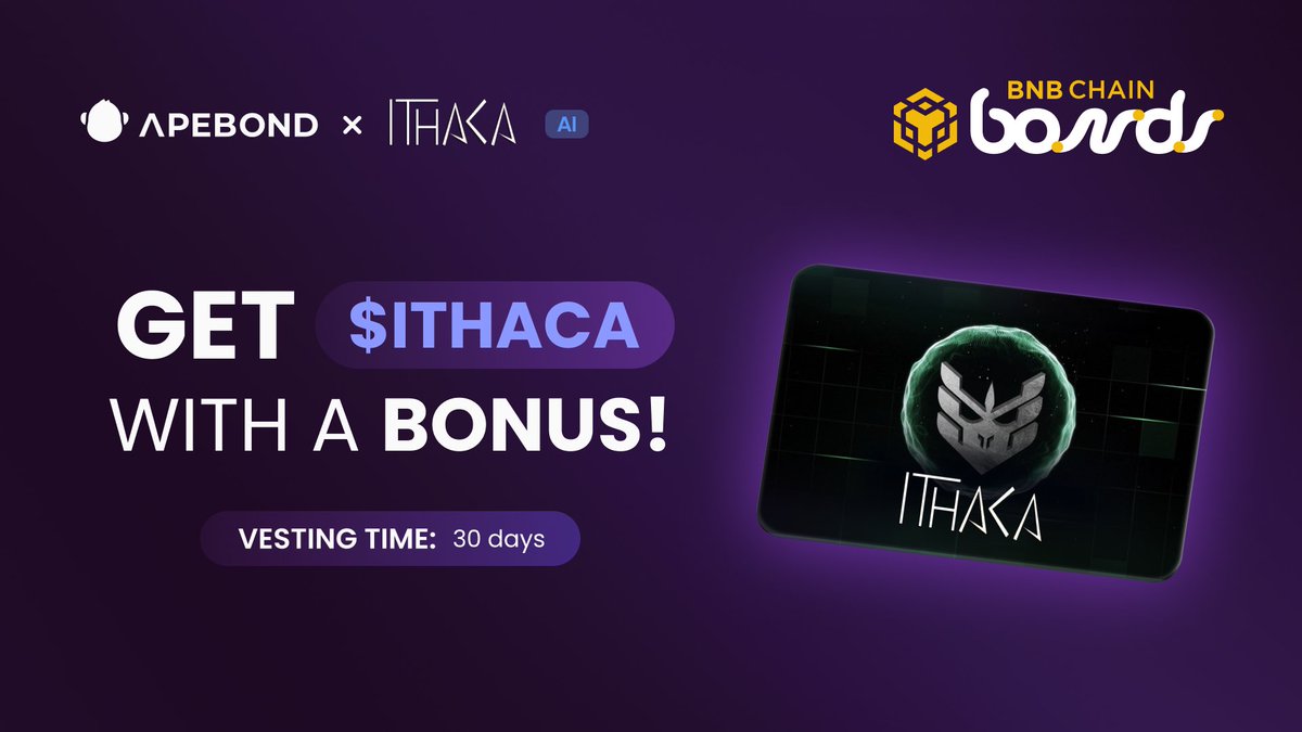 🟡 New <a href="/BNBCHAIN/">BNB Chain</a> Bonds with <a href="/IthacaProtocol/">Ithaca Protocol</a>! 🤝

🧩 Ithaca is building a permissionless cross-chain infrastructure, enabling optimal risk sharing. The $ITHACA token powers governance and ecosystem rewards.

Get $ITHACA with a bonus now!
➡️ apebond.click/ITHACA