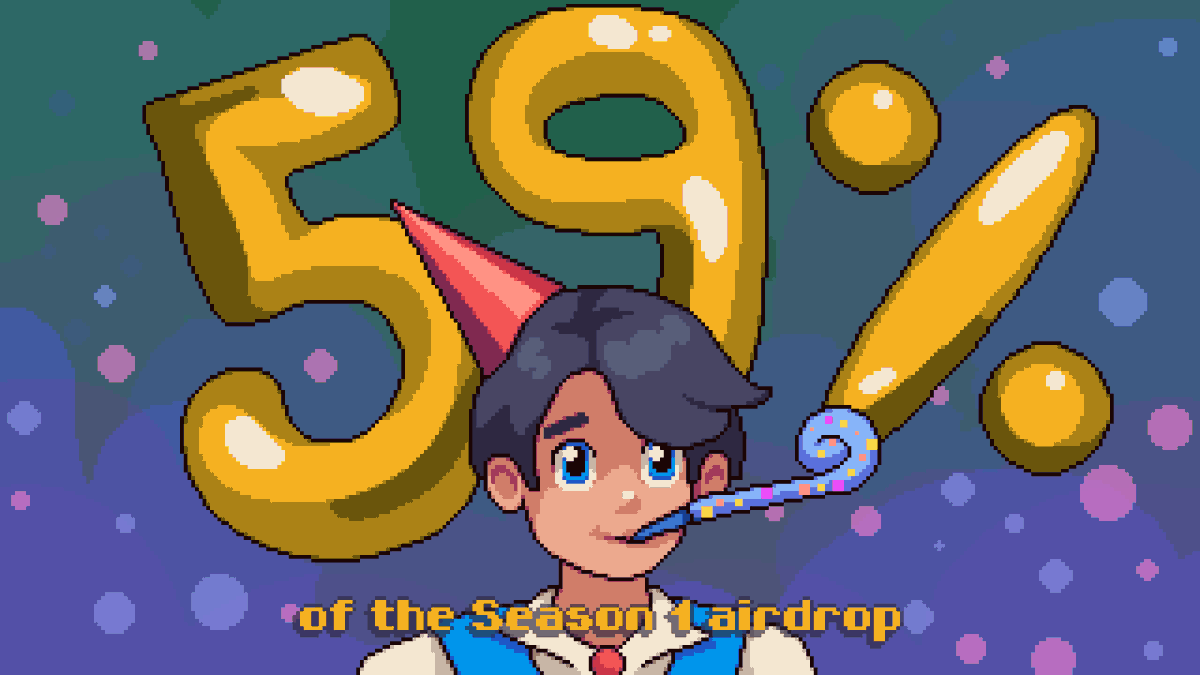 The Season 1 airdrop claim has officially ended! 💜

With a whopping 59% of the total drop already spent in-game or left unclaimed.

Resulting in over 8 million tokens being locked back into the game fund and effectively removed from circulation. 🔒