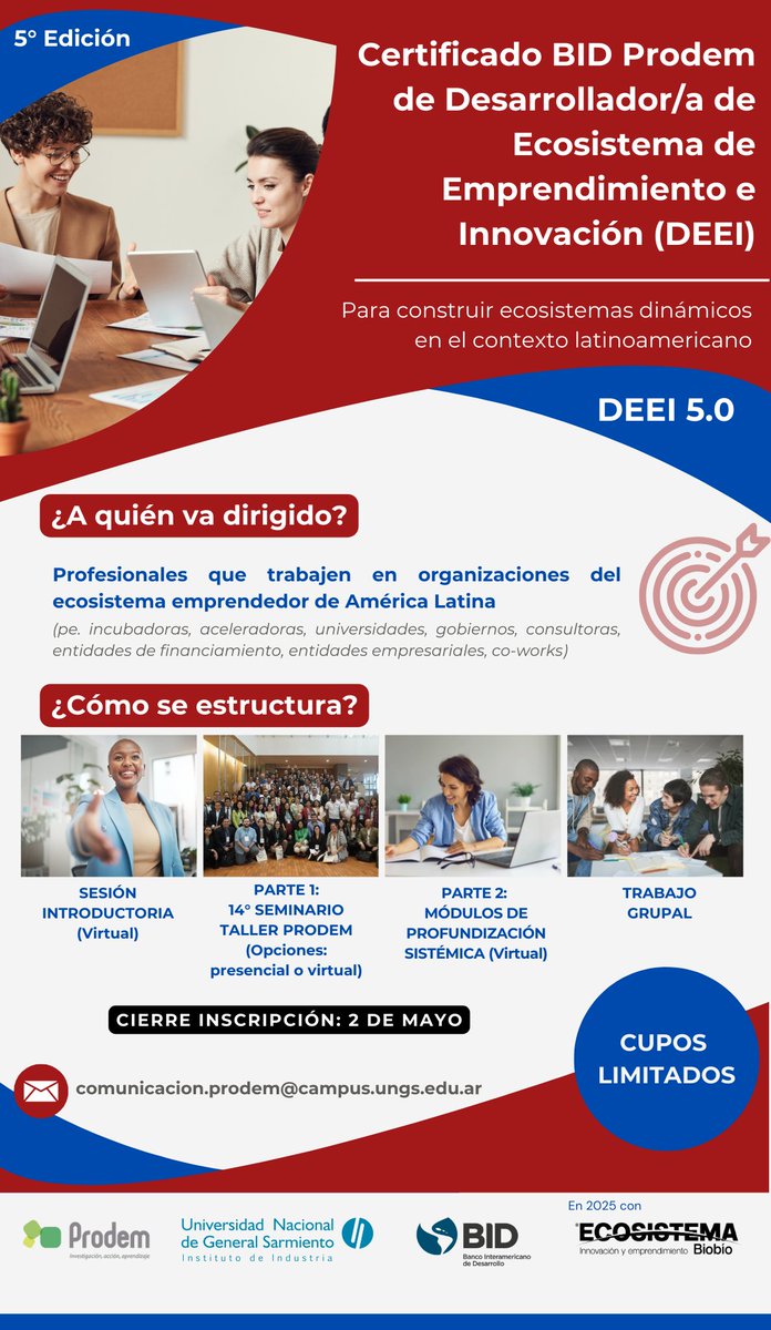 🎓 ¿Querés potenciar tu rol en tu ecosistema?

🌎 Expertos y protagonistas de Latam + speakers internacionales 
💡 Trabajo grupal aplicado a casos reales
🎯 Contenidos estructurados en torno a desafíos concretos 

📆 ¡Quedan 10 días para inscribirte!
🔗es.surveymonkey.com/r/14STDEEIConce