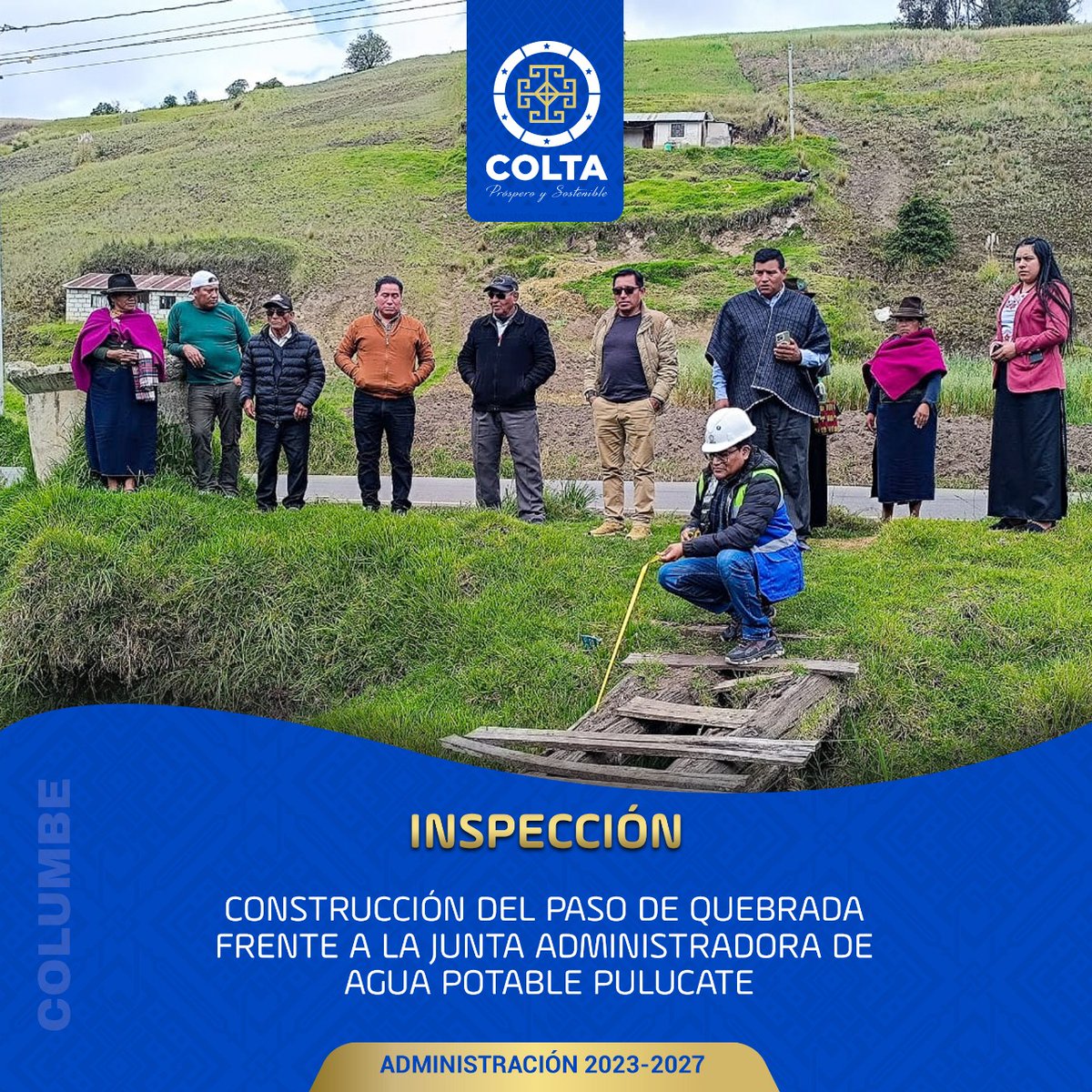 Municipio_Colta's tweet photo. #ObrasPúblicas | 📌 En Pulucate, realizamos la inspección para la "Construcción del paso de quebrada frente a la Junta Administradora de Agua Potable Pulucate".

#Colta #Chimborazo #Columbe #JulioGuaminga #Desarrollo https://t.co/U6twqWA5qk
