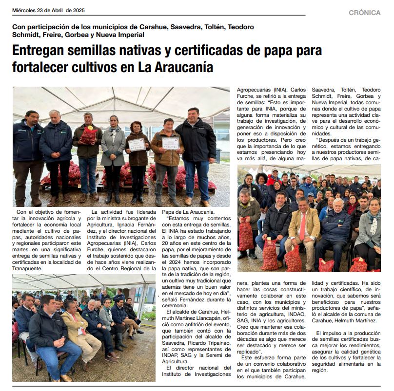 Seremi de Agricultura La Araucanía (@minagriaraucan) on Twitter photo Asistieron la <a href="/Sub_Agricultura/">Subsecretaría de Agricultura</a> y ministra (s) Ignacia Fernández, director <a href="/iniachile/">INIA Chile</a> Carlos Furche, seremi Agricultura Héctor Cumilaf, alcaldes #Carahue y #Saavedra, representante <a href="/indaparaucania/">INDAP Araucanía</a>, directora regional #SAG Ruth Arévalo y directora <a href="/inia_carillanca/">iniacarillanca</a> Claudia Osorio. Asistieron la <a href="/Sub_Agricultura/">Subsecretaría de Agricultura</a> y ministra (s) Ignacia Fernández, director <a href="/iniachile/">INIA Chile</a> Carlos Furche, seremi Agricultura Héctor Cumilaf, alcaldes #Carahue y #Saavedra, representante <a href="/indaparaucania/">INDAP Araucanía</a>, directora regional #SAG Ruth Arévalo y directora <a href="/inia_carillanca/">iniacarillanca</a> Claudia Osorio.