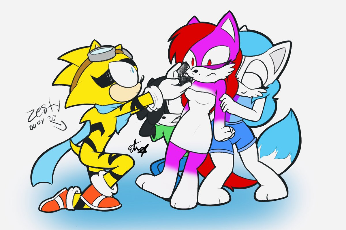 STAR41E's tweet image. Awkward… 💛❤️ (Speedy belongs to my friend Liam70074! And the template used will be posted down!) 
#SonicOCs #OCsArt #SonicOCsArt #DigitalArt #OCs