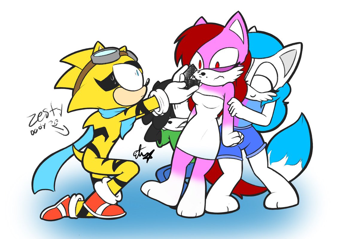 STAR41E's tweet image. Awkward… 💛❤️ (Speedy belongs to my friend Liam70074! And the template used will be posted down!) 
#SonicOCs #OCsArt #SonicOCsArt #DigitalArt #OCs