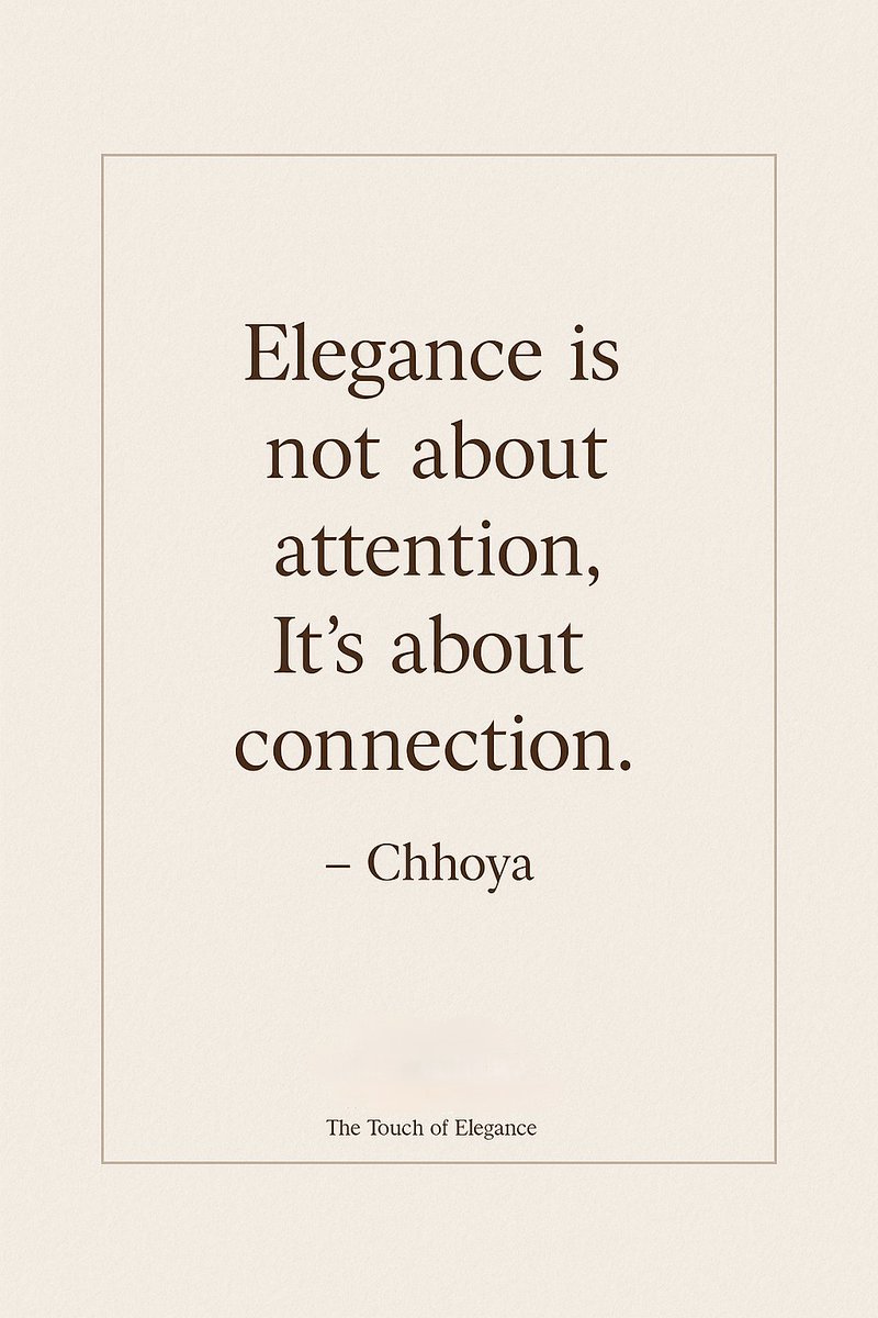 ChhoyaOfficial's tweet photo. #ChhoyaQuotes ⬇️

"Elegance is not about attention,
It’s about connection."
— Chhoya

#ছোঁয়া #FeelTheTouch #Chhoya #TheTouchOfElegance #TheChhoyaOfficial https://t.co/h24BzAJJPv