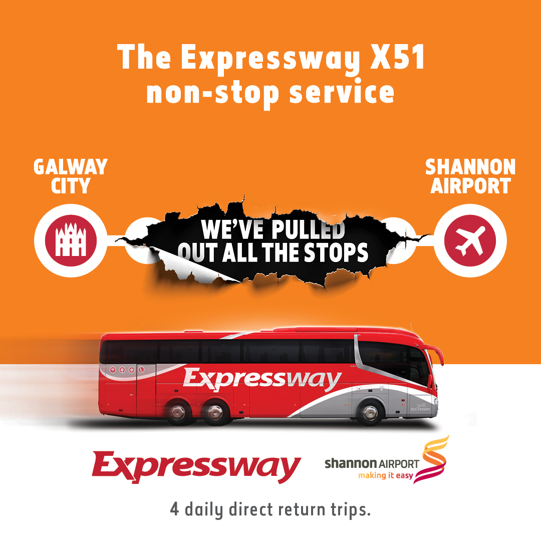 Expressway #MyExpressway (@expresswayire) on Twitter photo We are excited to announce the return of the Expressway X51 non-stop service from Galway to Shannon Airport, starting at just €9.95* on Sunday, April 27, 2025. For additional information, and to book your tickets in advance, visit bit.ly/4jDkBX7 <a href="/ShannonAirport/">Shannon Airport</a> We are excited to announce the return of the Expressway X51 non-stop service from Galway to Shannon Airport, starting at just €9.95* on Sunday, April 27, 2025. For additional information, and to book your tickets in advance, visit bit.ly/4jDkBX7 <a href="/ShannonAirport/">Shannon Airport</a>