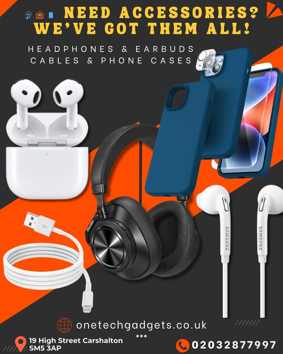 OneTech_Repairs's tweet image. 🎧💼📱 Need accessories? We’ve got them all!
Get phone, tablet, and laptop accessories at great prices from our Carshalton store!
Pop in today for quality tech add-ons!

#TechAccessories #CarshaltonStore #OneTechGadgets #GadgetEssentials #PhoneAccessories #LaptopGear