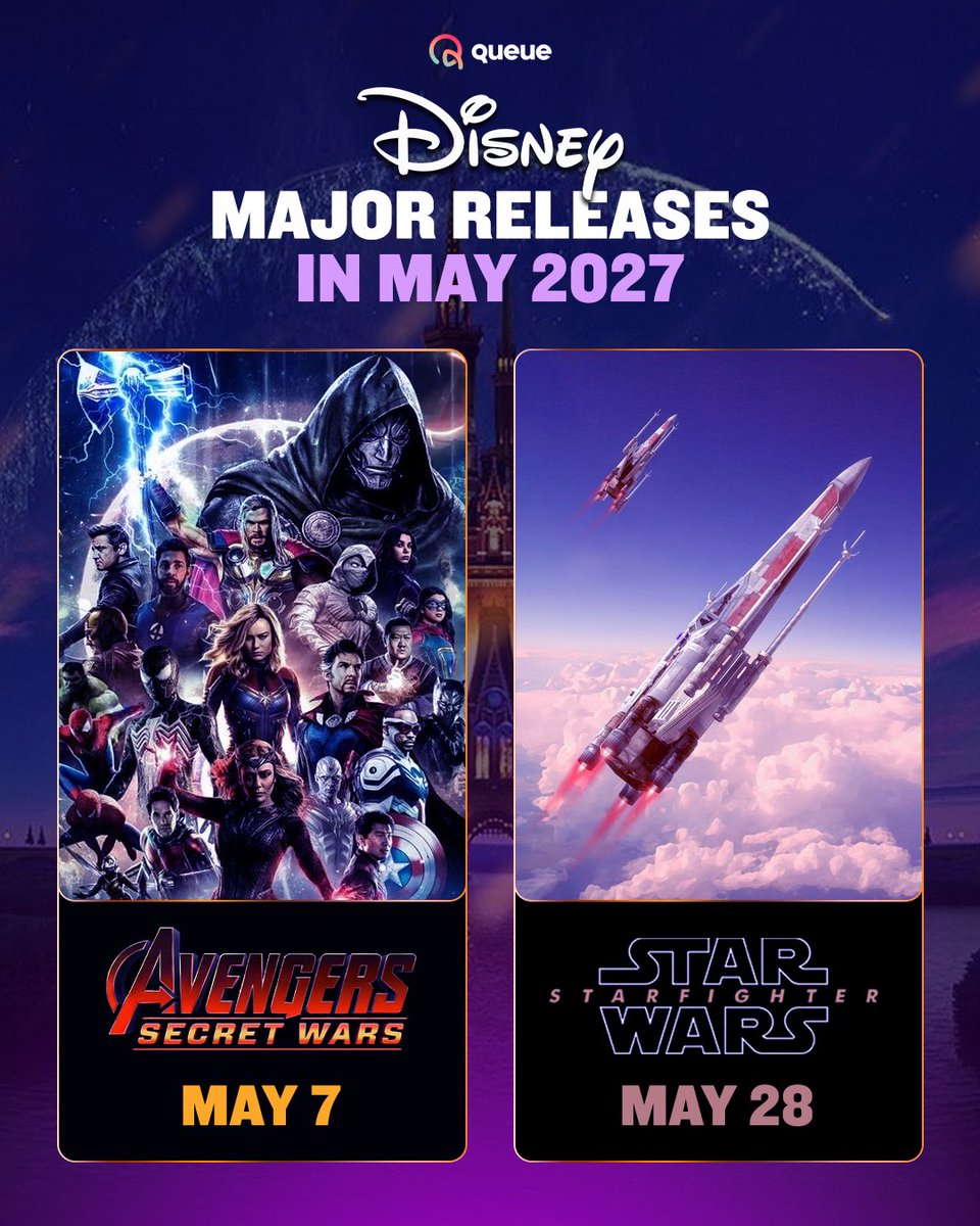 may 2027 going to be massive for disney in the box office 🔥 avengers and a new star wars film!