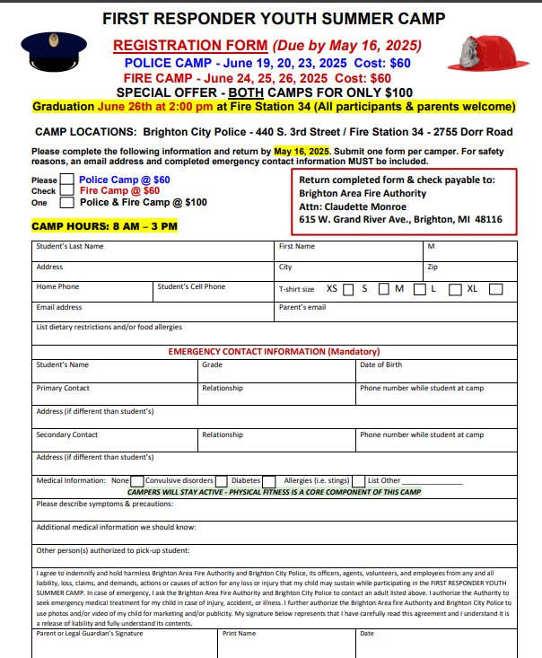 Summer Camp opportunity for Livingston County students, ages 14 to 18!  Registration information below! #LESA #Brighton #Hartland #Fowlerville #Howell #Pinkney