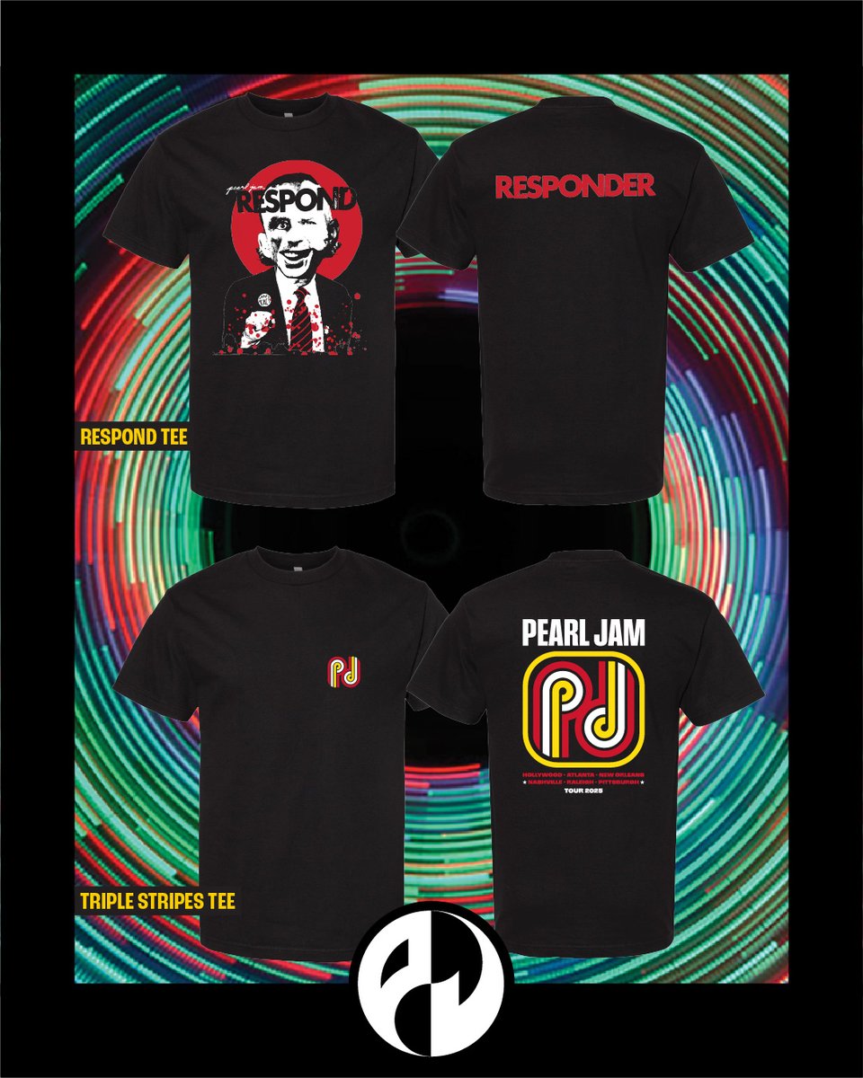 PearlJam's tweet photo. Introducing the 2025 Dark Matter General Tour Merch. Early merch sales begin tomorrow at noon inside the grand ballroom. https://t.co/QLPdcRZlkH