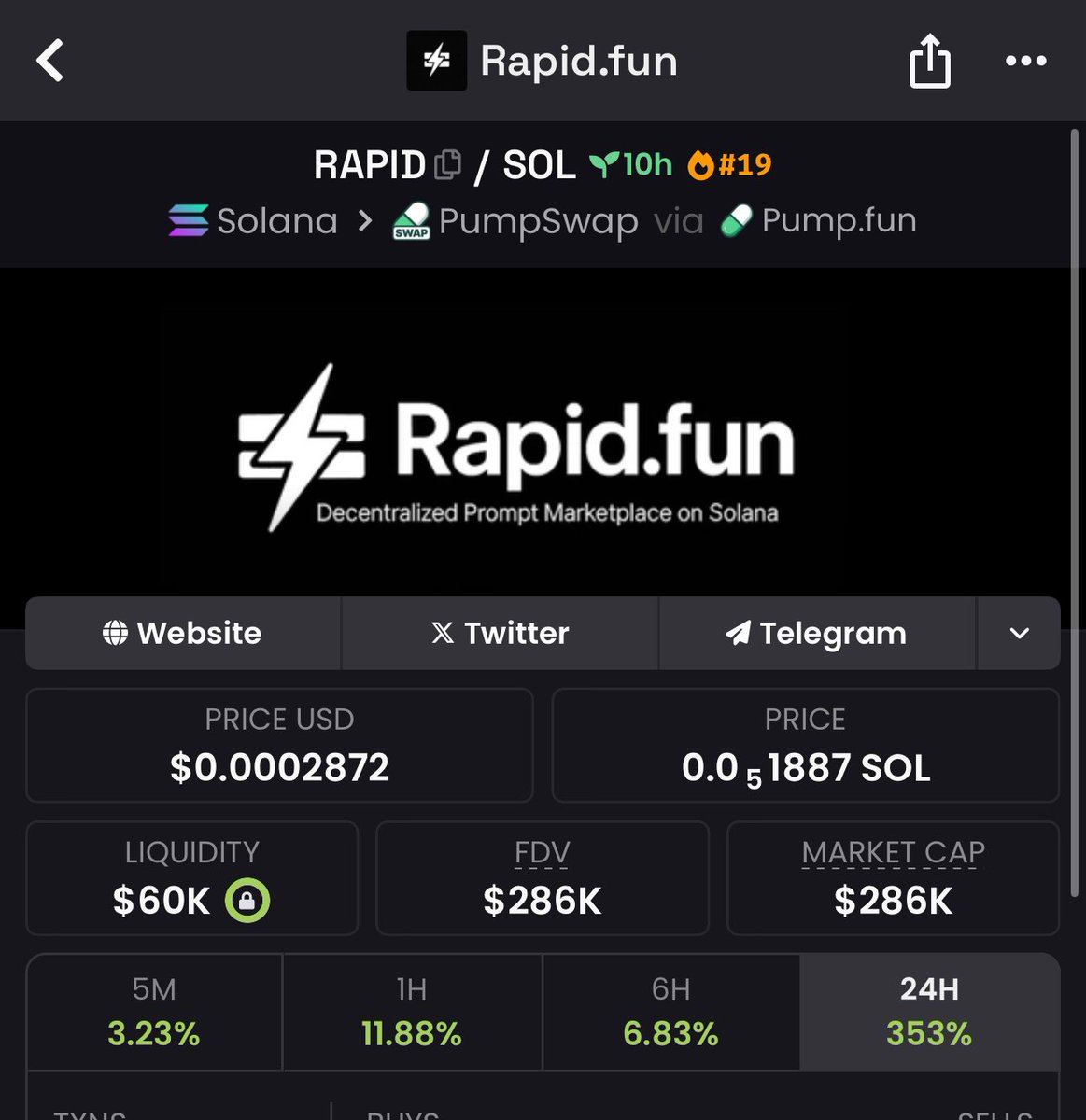 Bought $RAPID

The first decentralized marketplace for prompts on #Solana enabling users to buy, sell and tokenize prompts.

9zX4i8LQasojgUF8PTpFAzxR5aqNcjdY5PmupChcpump

280k