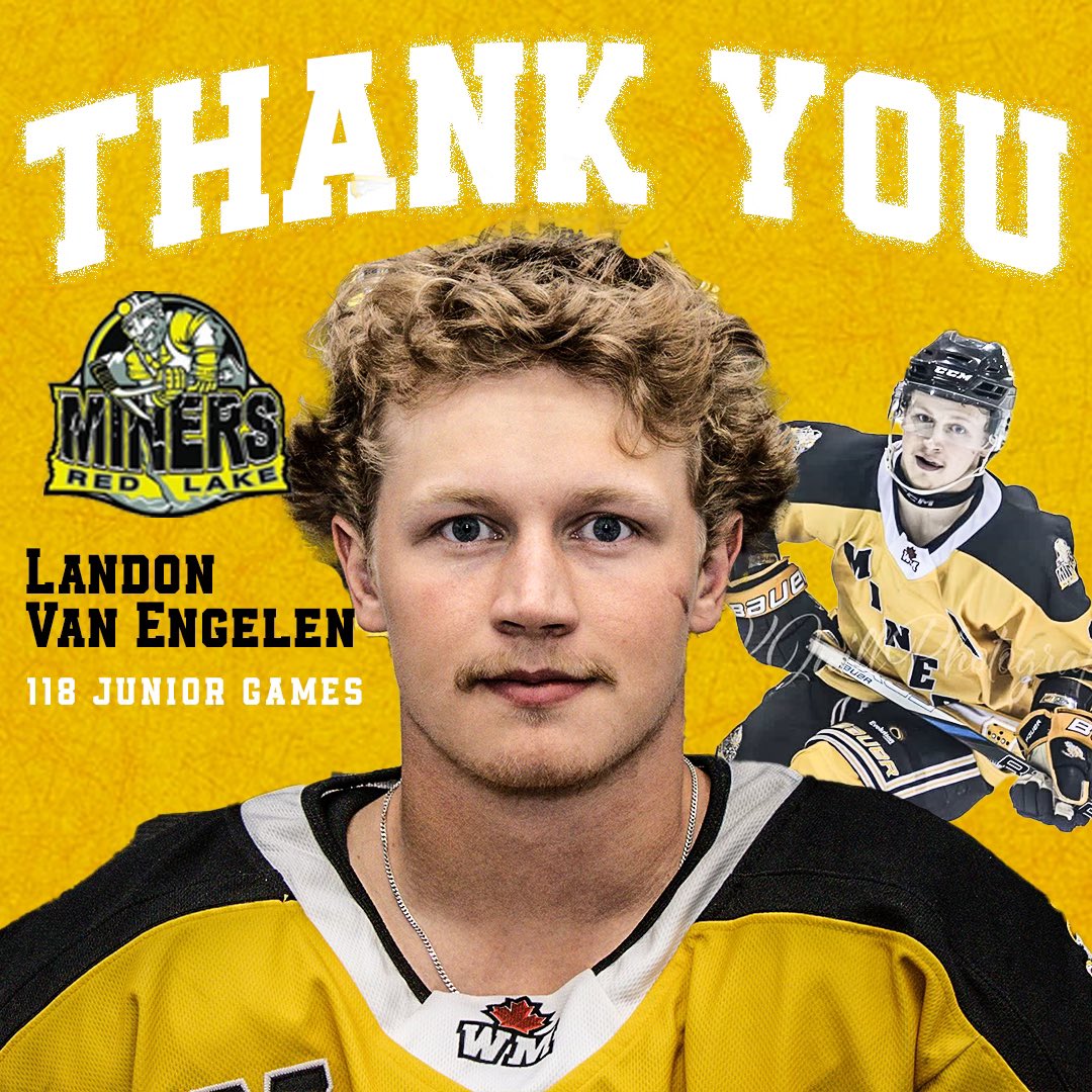 20 💣 | Landon van Engelen played 118 career junior hockey games over 3 seasons. 

Of those 118, 80 regular season and 9 playoff games were with the Miners. 

Thank you, Landon!

#MinerFamily | #TheHardWay ⚫️⚒️🟡