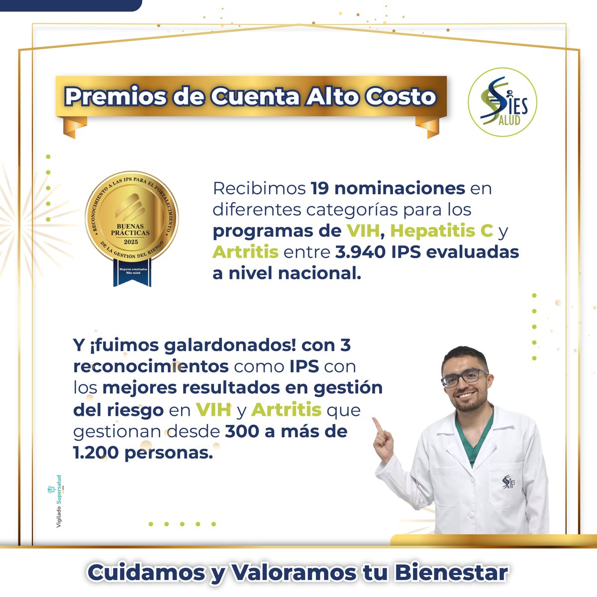 SiesSaludIPS's tweet photo. #RankingCAC Fuimos galardonados por la @CuentaAltoCosto a la IPS con los mejores resultados de gestión del riesgo en VIH y Artritis. Este reconocimiento es producto del trabajo colaborativo entres los aseguradores, cuyo compromiso se suma al nuestro de trabajar por la salud. https://t.co/00RD6tqGbJ