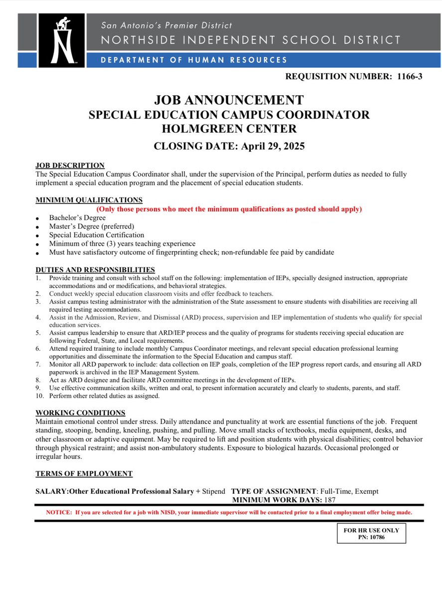Frank (@principalfj) on Twitter photo Supportive team ✅
Passionate staff ✅
Students with unlimited potential ✅
We’re looking for a Campus Coordinator to join our mission at Holmgreen Center.
This is more than a job—it’s a calling.
<a href="/NISDHolmgreen/">Holmgreen Center</a>
#NISD #SpecialEdLeadership Supportive team ✅
Passionate staff ✅
Students with unlimited potential ✅
We’re looking for a Campus Coordinator to join our mission at Holmgreen Center.
This is more than a job—it’s a calling.
<a href="/NISDHolmgreen/">Holmgreen Center</a>
#NISD #SpecialEdLeadership
