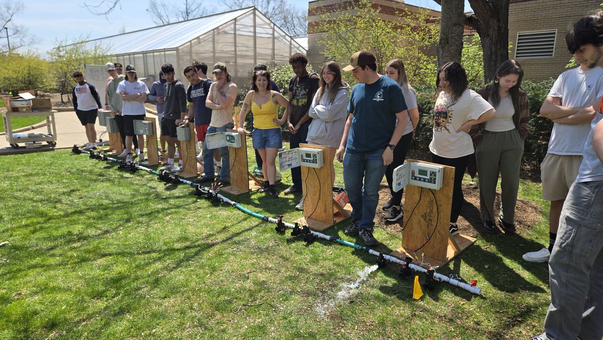 Landscape Contracting students putting it all together today. 
Plumbing manifolds and valves, and wiring and programming controllers.  No explosions or short circuits!! Lol. Quite proud of them, actually
Great day to be outside! ❤️🌞 
#psuirrigation 
#psuturf 
#psuplantscience