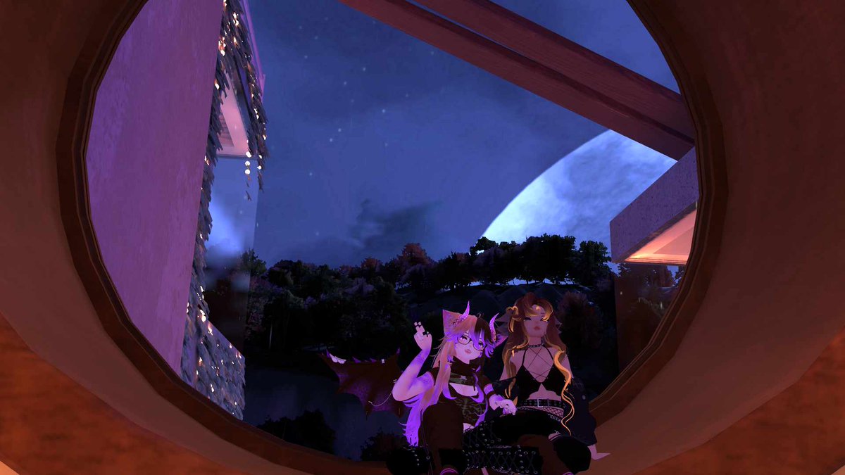 AngellustXO's tweet photo. Cute pictures on a starry night 😍🌉 
#VRChat #VRChat_world紹介 #StarryNite #StarrySky #ILY #fypシviral #VRChatPhotography https://t.co/nlJ7mIjatI