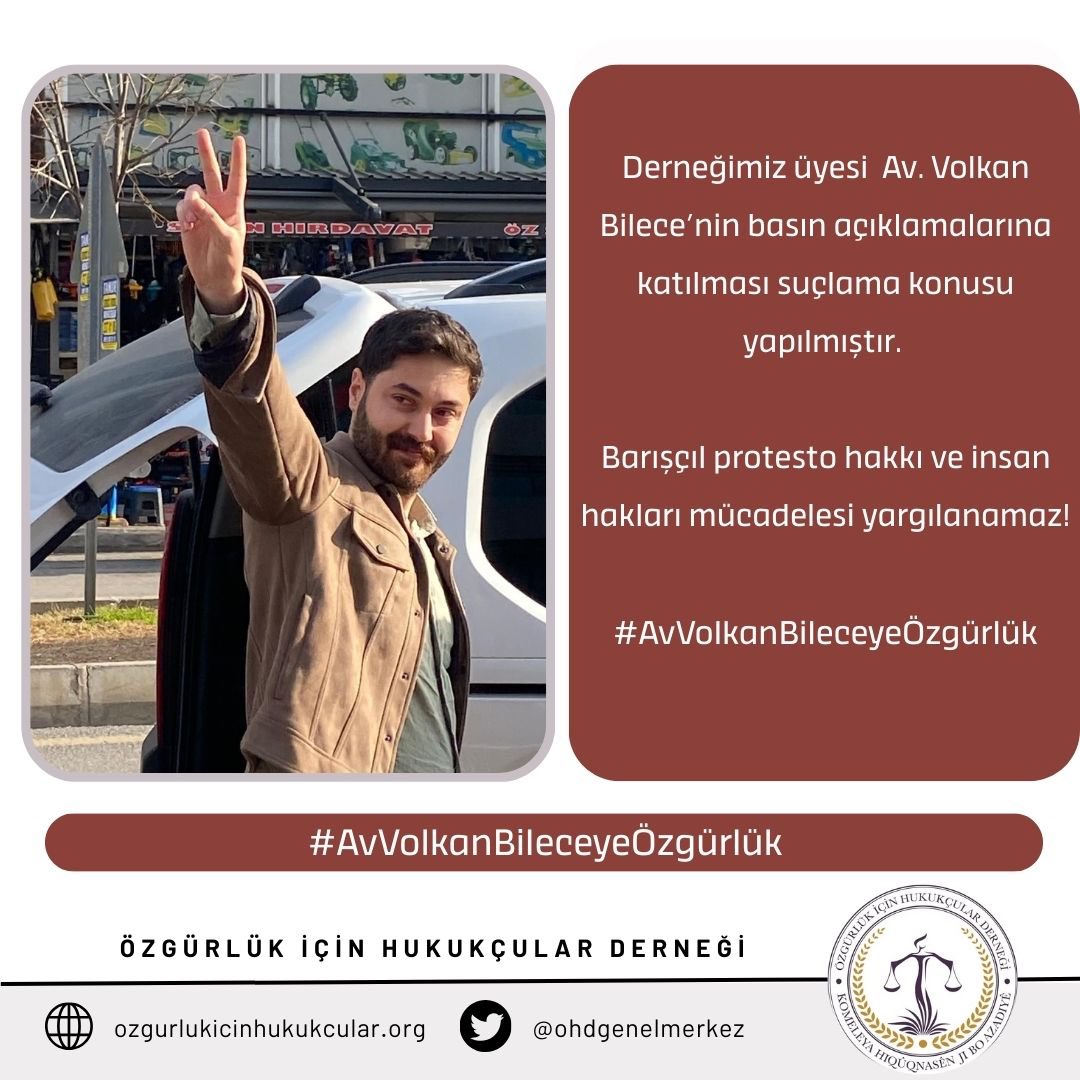 ohdbatman's tweet photo. Endamê komeleya me Prz. Voklan Bîlece beşdarbûniya wî ya ku daxuyaniya çapemeniyê kirine mijara tawanbariyê. 

Mafê protestoya aştiyane û tekoşîna ji bo mafên mirovan nayê darizandin. 

#AvVolkanBileceyeÖzgürlük https://t.co/Ro5MtRbZum