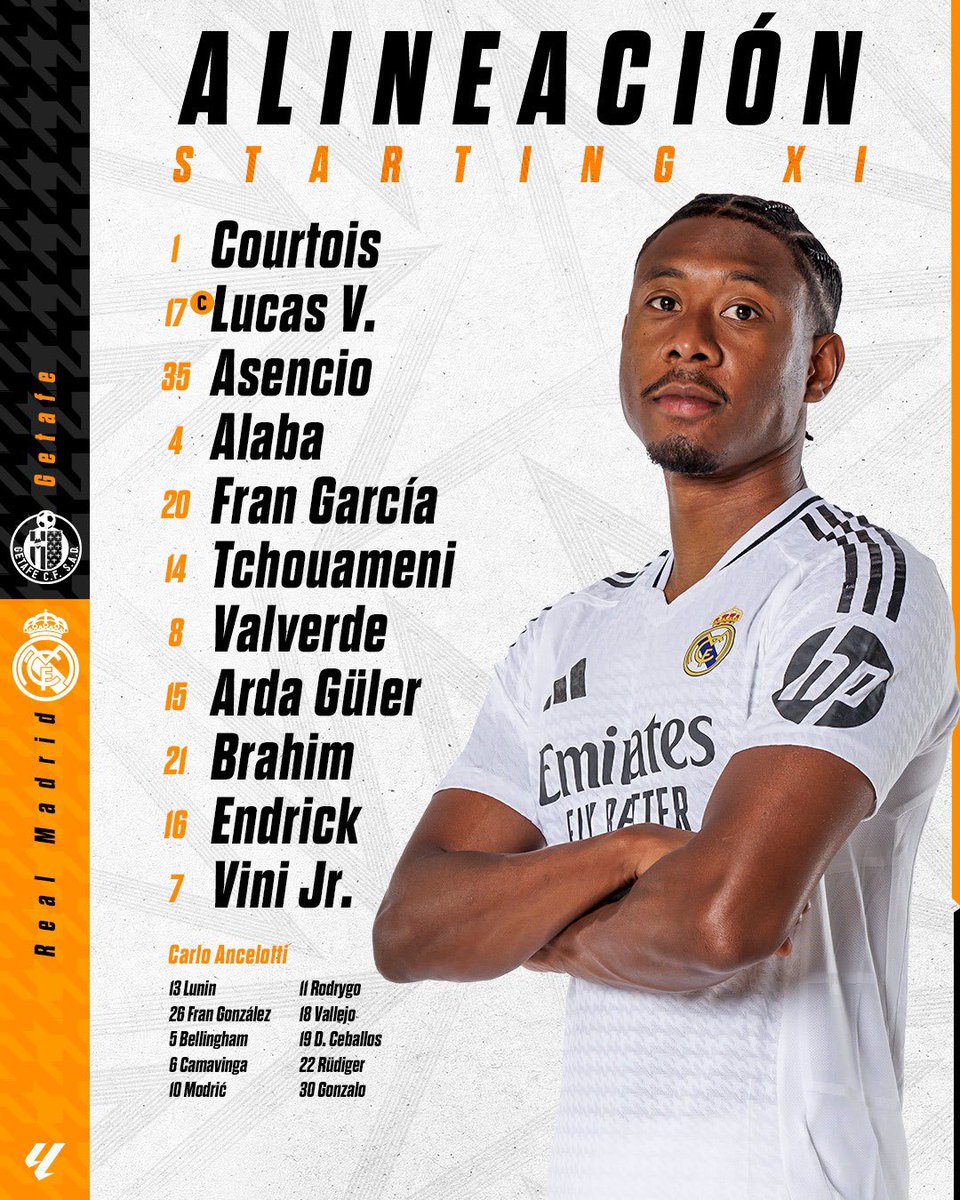 MadridistasPune's tweet photo. It’s Match Day Madridistas. Here’s our starting XI for tonight’s game!

🏳️ - Getafe Vs Real Madrid 
🏟️ - Estadio Coliseum 
🗓️ - Sunday, 24 April
⏰ - 01:00 AM
📺 - https://t.co/0wpDyv2vZO   

#GetafeRealMadrid #PeñaMadridistaDePune #MadridismoIndia #LosBlancos #MadridistasPune https://t.co/rdr19CggG7