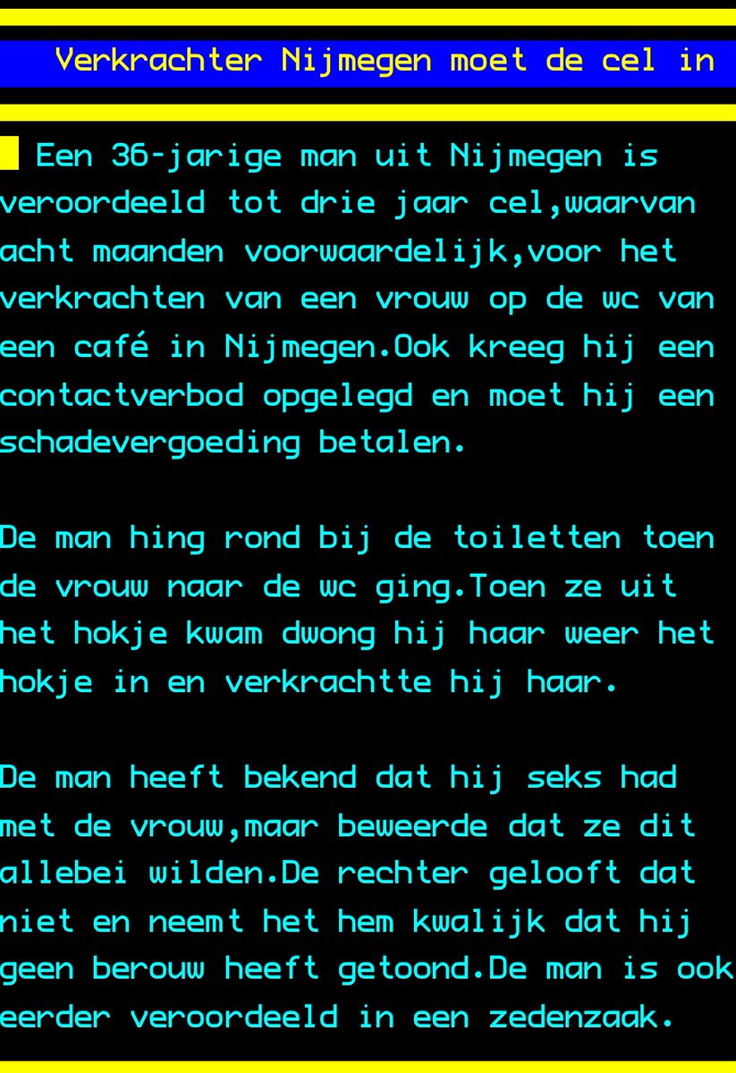 Bizar dit... 2 jaar 4 maanden voor verkrachting (én al eens eerder veroordeeld voor een zedendelict). Dit kan toch niet!
#rechtspraak #zedendelict #straf