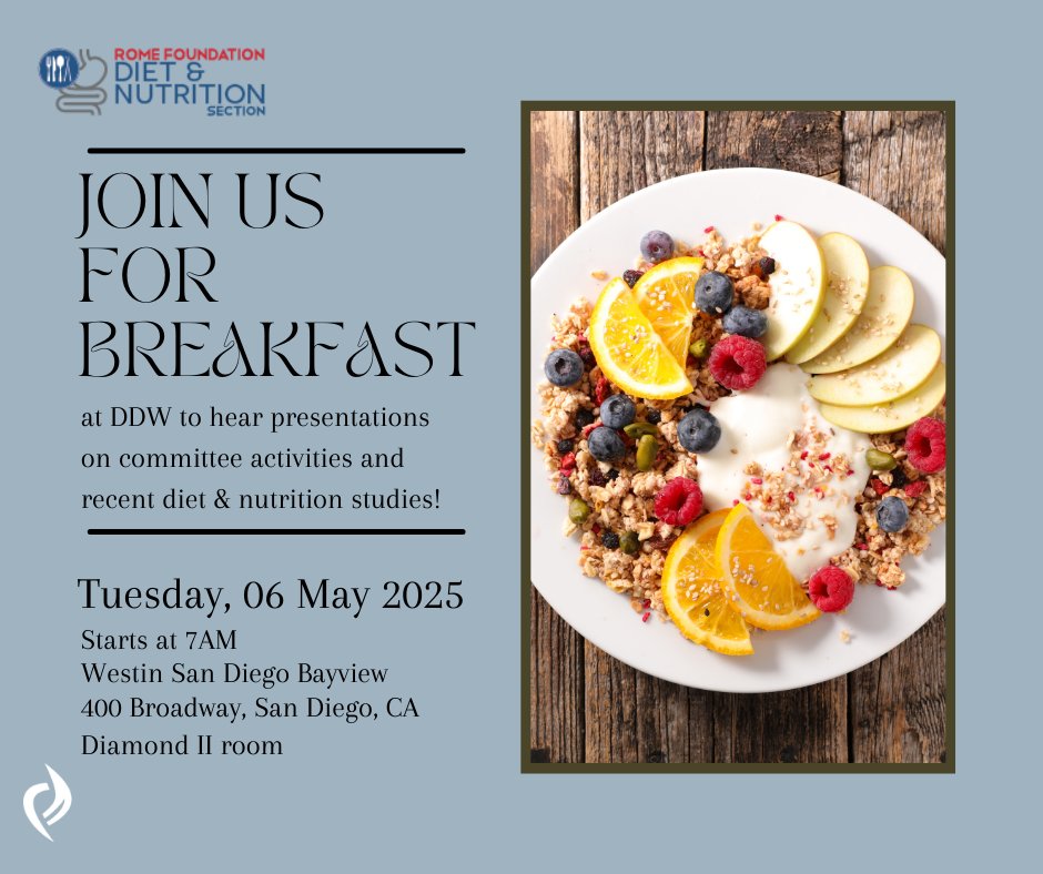 RFDietNutrition's tweet image. Hope to see you for breakfast at #DDW2025