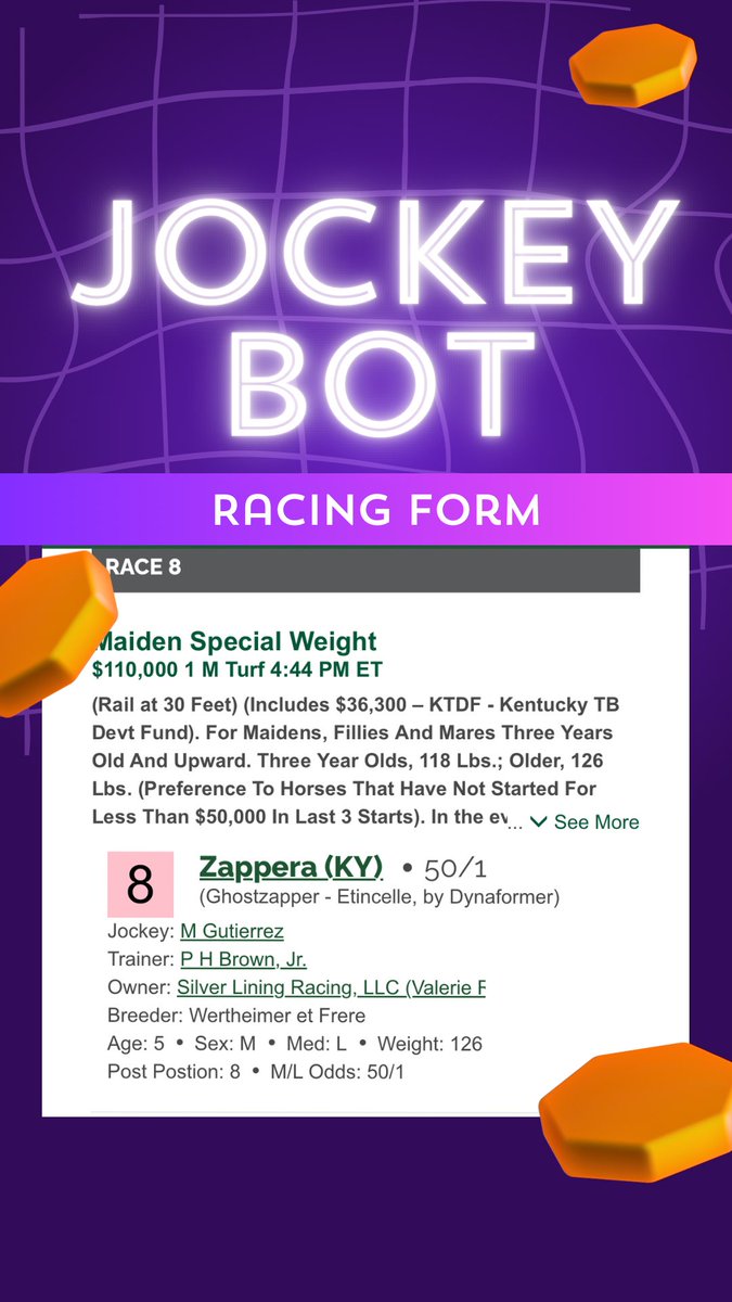 jockeybots's tweet photo. ZAPPERA IS BACK AND BETTER THAN EVER! She may be the longshot @keeneland but we think she’s going to surprise us all! 👀 🤯

 Watch live at @FanDuel_Racing 🏇🏿🏇🏿🏇🏿 https://t.co/DNH6pjUWtt
