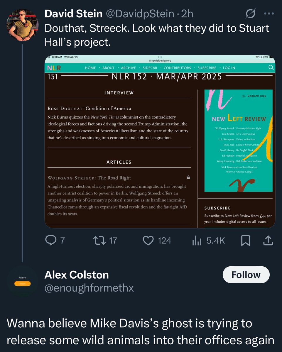 g_shullenberger's tweet photo. Much of the intellectual left continues to be troublingly anti-intellectual. A left publication publishing an interview with a conservative is seen as a betrayal. Do they really think the broad unpopuarity of their politics has nothing to do with this sort of purity policing? https://t.co/aI6nxuv4Hv
