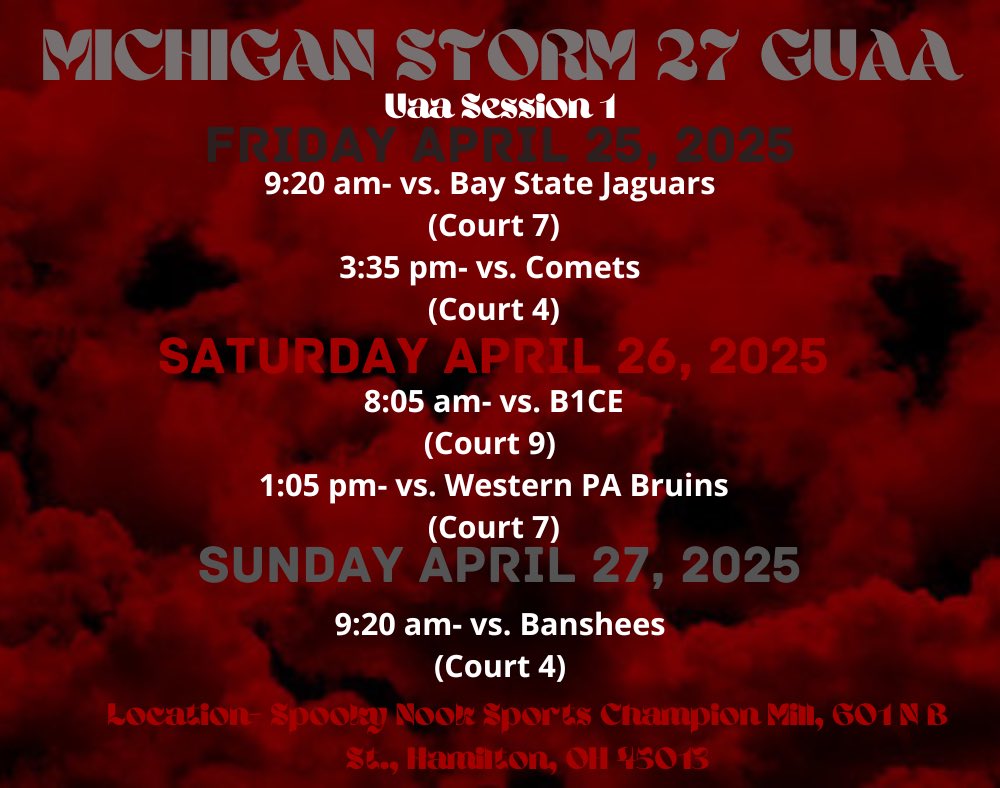 Laney Larsen (@laney_larsen) on Twitter photo Come see <a href="/stormAAU/">Michigan Storm Elite</a> 2027 at Spooky Nook this weekend!!! Let’s go Storm fam!!
<a href="/CoachWal86/">Olaseni (Shane) Lawal</a> Come see <a href="/stormAAU/">Michigan Storm Elite</a> 2027 at Spooky Nook this weekend!!! Let’s go Storm fam!!
<a href="/CoachWal86/">Olaseni (Shane) Lawal</a>