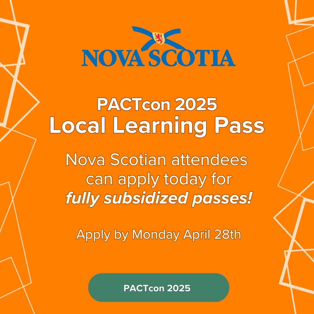 Nova Scotian attendees of PACTcon can apply today for free Local Learning Passes!
These fully-subsidized passes are available for Nova Scotia residents to attend portions of the gathering at an affordable price.

More info here: pact.ca/programming/pa…