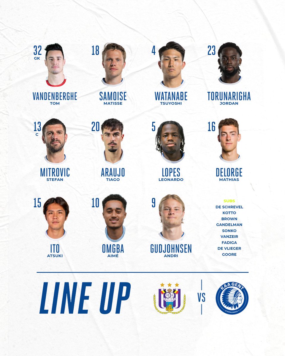 Onze 1⃣1⃣ voor vanavond! 🔵⚪️

#COBW #ANDGNT #JPL