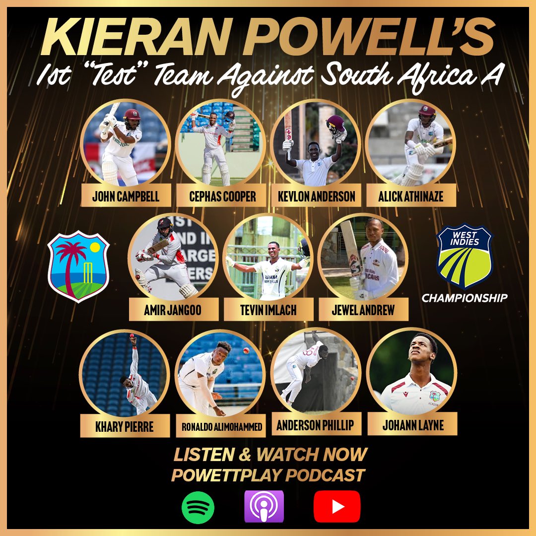 Powett Elite Group (@powett_elite) on Twitter photo This weeks PowettPlay Podcast is now live! ๐บ ๐๏ธ
<a href="/officialkpowell/">Kieran Powell</a> names his XI for the 1st โTestโ as <a href="/windiescricket/">Windies Cricket</a> A take on <a href="/ProteasMenCSA/">Proteas Men</a> A!
Kieran and Jordan dive into selection debates, long-term planning, and the need for consistency in regional cricket. A perfect mix This weeks PowettPlay Podcast is now live! ๐บ ๐๏ธ
<a href="/officialkpowell/">Kieran Powell</a> names his XI for the 1st โTestโ as <a href="/windiescricket/">Windies Cricket</a> A take on <a href="/ProteasMenCSA/">Proteas Men</a> A!
Kieran and Jordan dive into selection debates, long-term planning, and the need for consistency in regional cricket. A perfect mix
