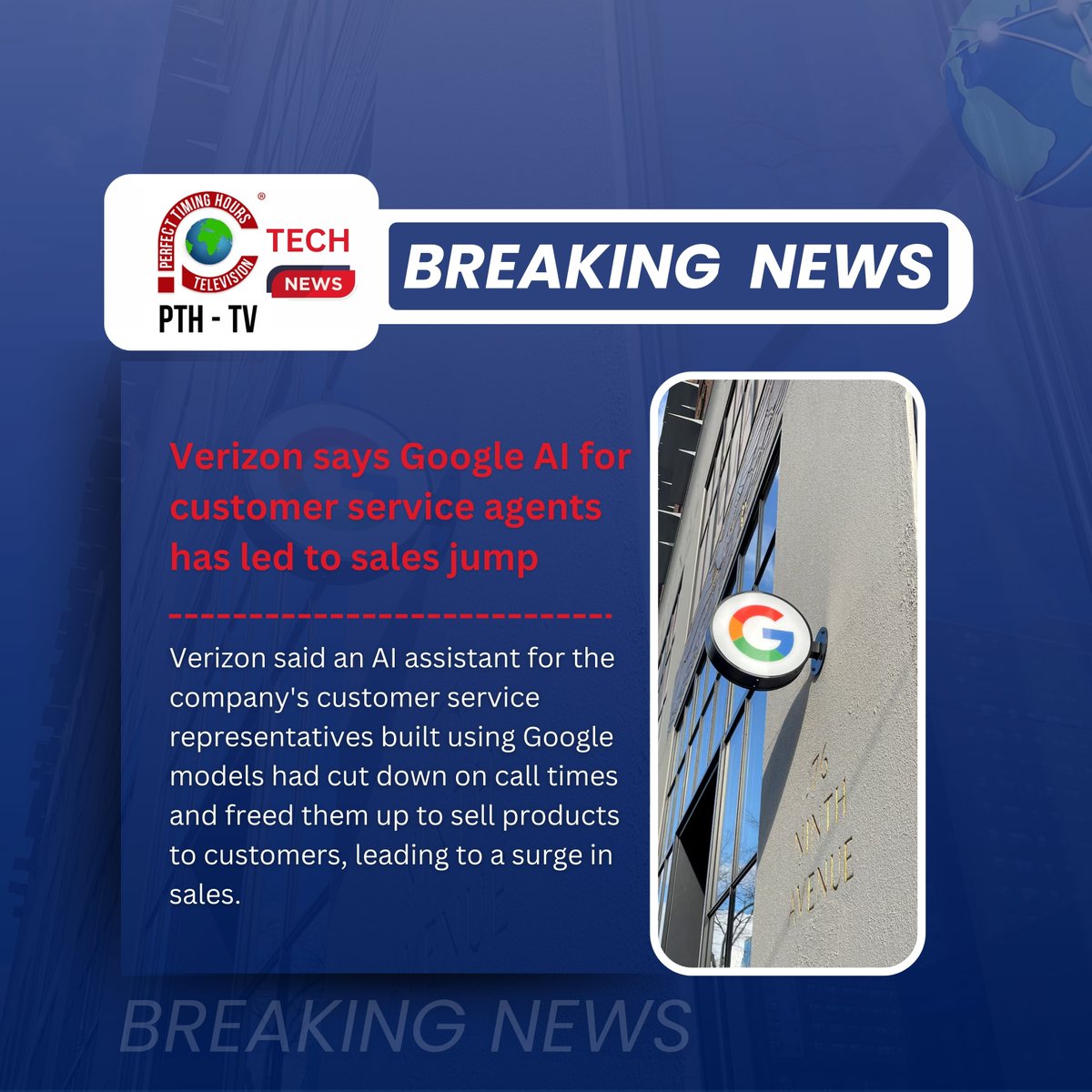 pthtvglobal's tweet image. Verizon says Google AI for customer service agents has led to sales jump

Read the full news at reuters.com/technology/ver…

#Verizon #GoogleAI #CustomerServiceAI #SalesGrowth #AIinBusiness #TechInnovation #PerfectTimingHolding #PerfectTimingTechnologies