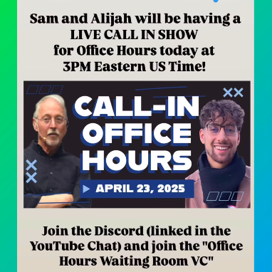 Chat with our co-founder Sam and our coach Alijah TODAY at 3PM Eastern US Time at SOC119's Office Hours! youtube.com/live/mfWL7MJ5Z… #SOC119 #WorldinConversation #WinC