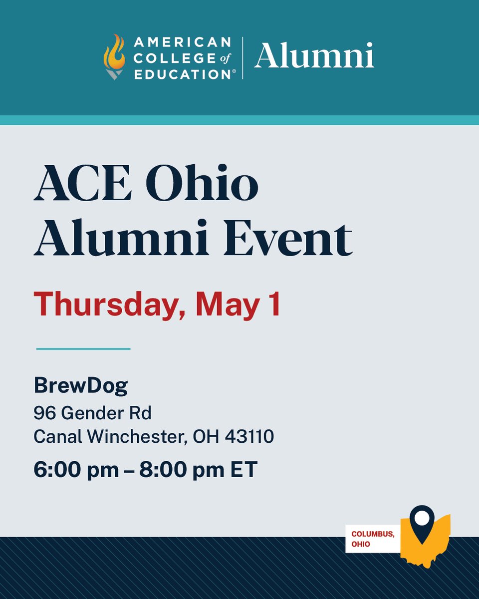 ACEedu's tweet image. Ohio students and #ACEAlumni, meet others in the ACE community on Thursday, May 1 over free refreshments and apps! Tomorrow is the last day to RSVP to the event, so secure your spot now: bit.ly/4hUcdBu