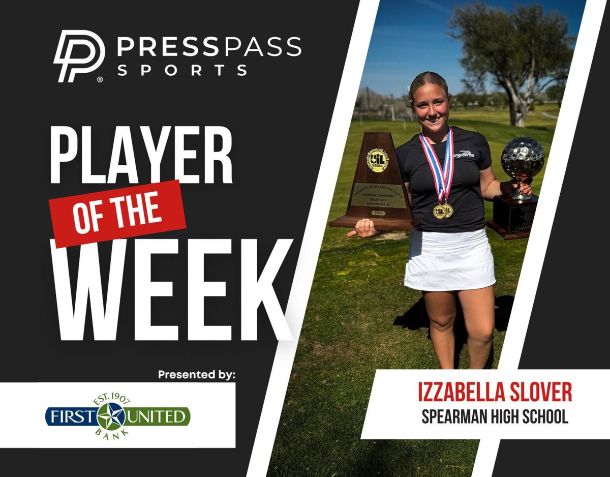Press Pass Sports (@presspasssports) on Twitter photo Congratulations to the <a href="/FUBTexas/">First United Bank</a> Athletes of the Week - Joe Bybee of Tascosa and Izzabella Slover of Spearman.. #txhsgolf .. Thanks to <a href="/FUBTexas/">First United Bank</a> and <a href="/Sutton1Stuart/">Stuart Sutton</a> for making this possible.
🔗 presspass.news Congratulations to the <a href="/FUBTexas/">First United Bank</a> Athletes of the Week - Joe Bybee of Tascosa and Izzabella Slover of Spearman.. #txhsgolf .. Thanks to <a href="/FUBTexas/">First United Bank</a> and <a href="/Sutton1Stuart/">Stuart Sutton</a> for making this possible.
🔗 presspass.news