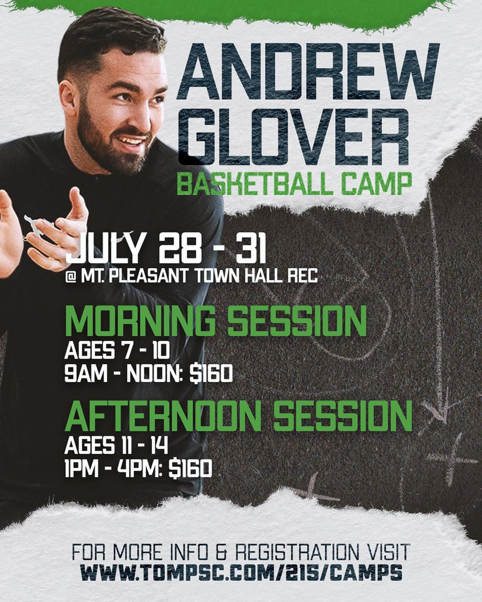 Mount Pleasant/Charleston! 

I am excited to have our 4th consecutive camp again this July!! Sign your kids up now!! 

Link to sign up: tompsc.com/215/Camps

#AGBC