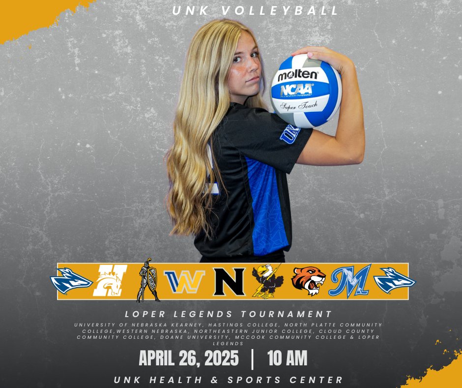 UNKvolleyball's tweet photo. Our spring season wraps up this Saturday with the Loper Legends Tournament!  

 🎓 8 college teams
 ⭐ 6 Loper Legend teams 
📍 UNK Health &amp; Sports Center 
🕙 Games begin at 10 a.m.
 Games will not be streamed.   

#LoperLegends #UNKVolleyball #LoperVolleyball #LopesUp https://t.co/UPuVnQmmLh