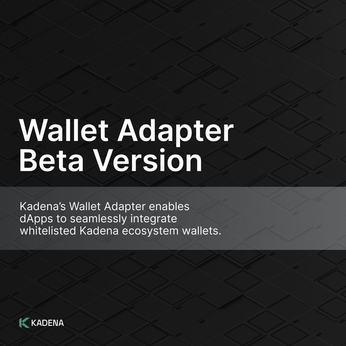 🚨 Wallet Adapter Beta Release 🚨

dApps can now easily integrate whitelisted $KDA wallets!

✅ dApp builders can integrate wallets easier
✅ more wallet options for users on dApps
✅ improved user experience for ecosystem

Checkout the 🧵 for more info ⤵️