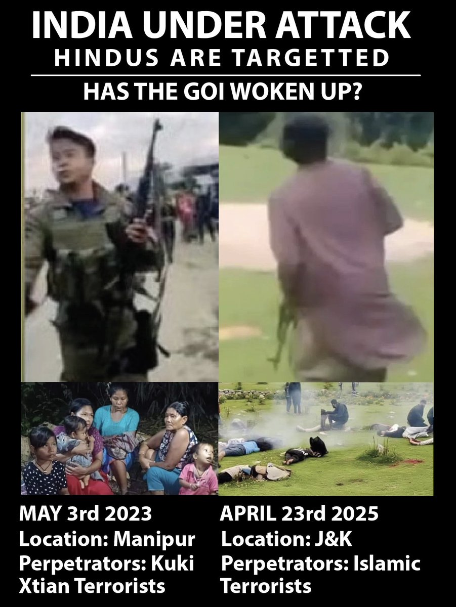 JohnnyMeetei's tweet photo. Breaking:
#PahalgamTerrorAttack
All Pakistani nationals asked to leave India within 48 hours : MEA
#Manipur:
MEA never asked Burmese chin kukis to leave India within a set deadline ...why ??
Was the 
#TerrorAttack in #Manipur by chin kuki terr0rists less sinister??
WHY THE DOUBLESPEAK MEA??