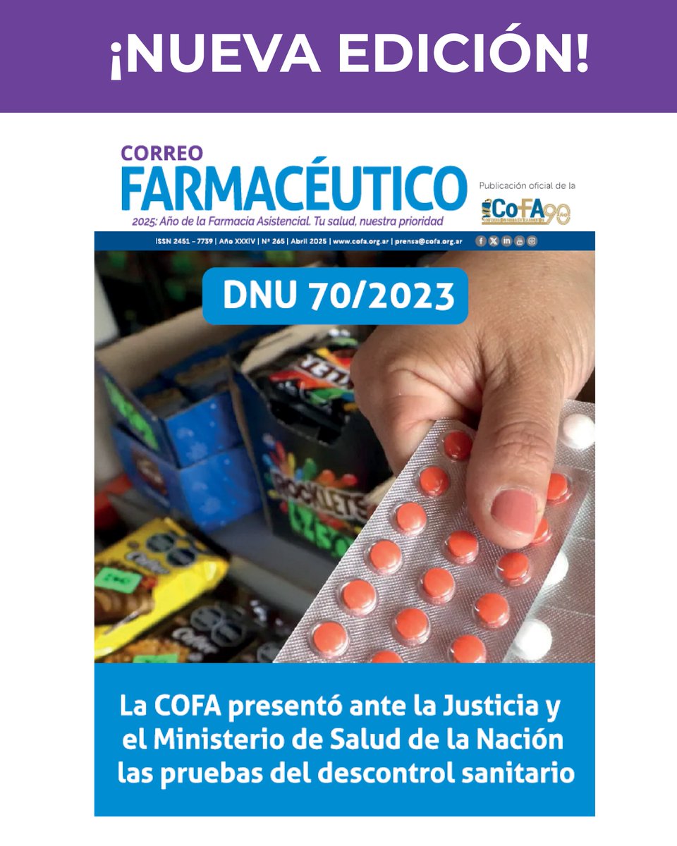 📣 ¡¡Salió la nueva edición de #CorreoFarmacéutico!!
🌐🌐 bit.ly/CF_265
⚠ Las pruebas: Cómo el DNU70 expone a la población a un mercado negro de medicamentos 
❤ Iniciativa Hearts: La importancia de la intervención del farmacéutico en el control de la HTA
Y mucho más!